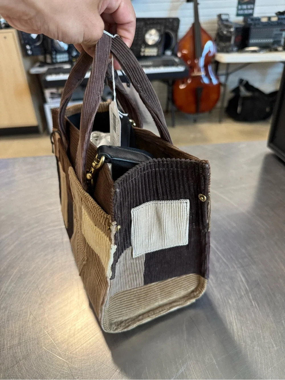 Coach Patchwork Corduroy Tote Bag in Brown Multi RARE LIMITED edition purse